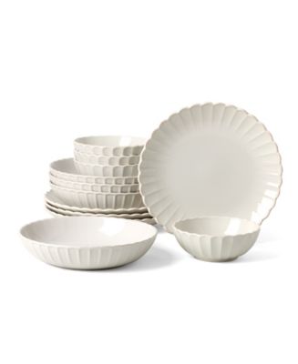 Lenox French Perle Scallop 12 Pc. Dinnerware Set, Service for 4 - Macy's