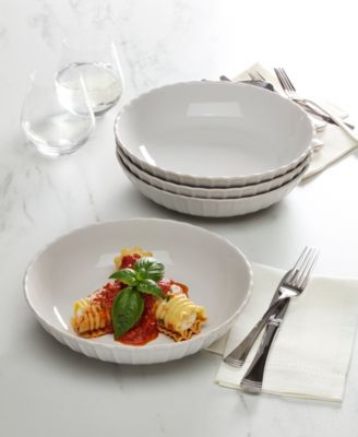 French Perle Scallop Dinner Bowls, Set of 4