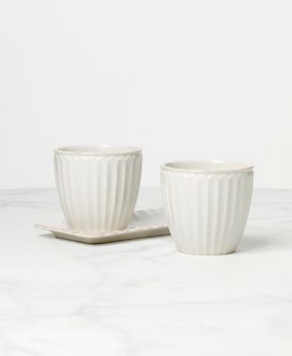 French Perle Scallop Herb Pots Tray Set