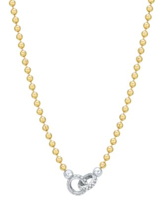 Diamond Interlocking Circle Bead Link 18" Collar Necklace (1/5 ct. t.w.) in 14k Gold-Plated Sterling Silver