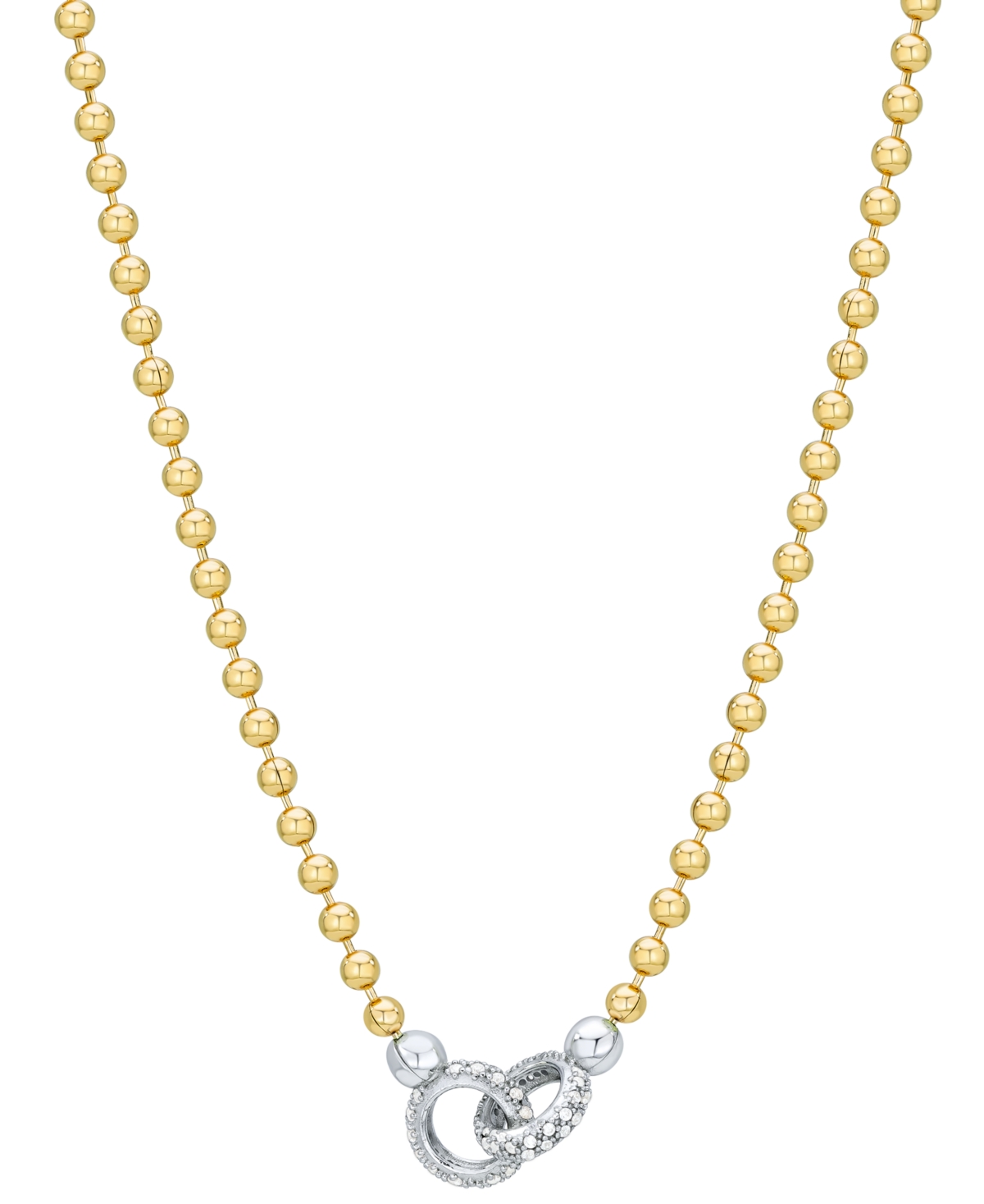 MACY'S DIAMOND INTERLOCKING CIRCLE BEAD LINK 18" COLLAR NECKLACE (1/5 CT. T.W.) IN 14K GOLD-PLATED STERLING 
