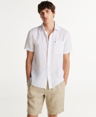 Tommy Hilfiger - Men's Short-Sleeve Pigment-Dyed Linen Button-Front Shirt