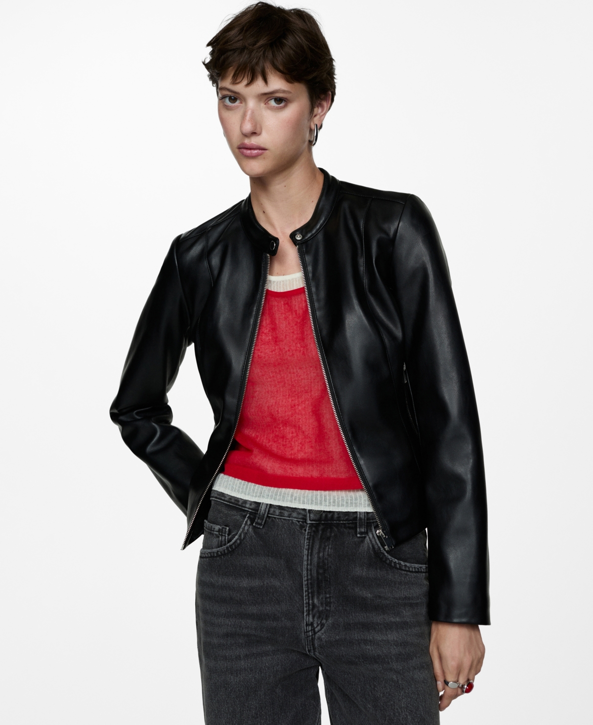 Mango Women's Zipped Biker Jacket