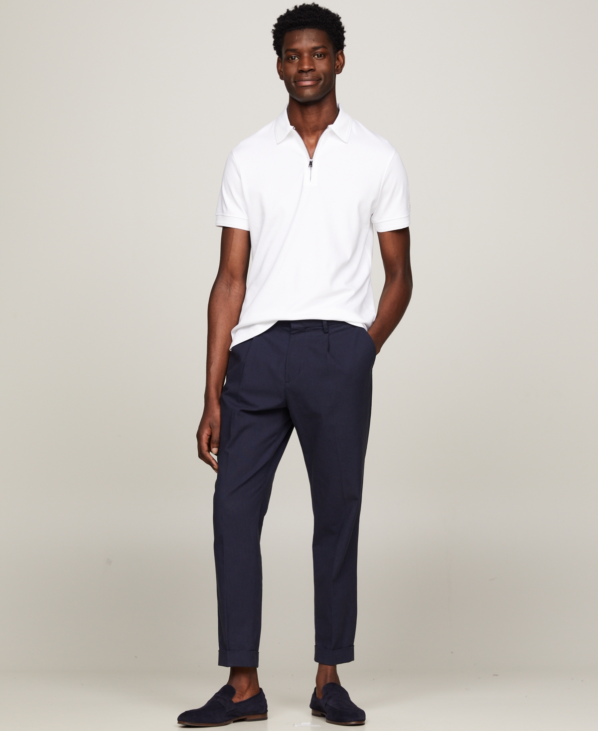 Tommy Hilfiger Men's Slim Fit Short Sleeve Quarter-Zip Polo Shirt