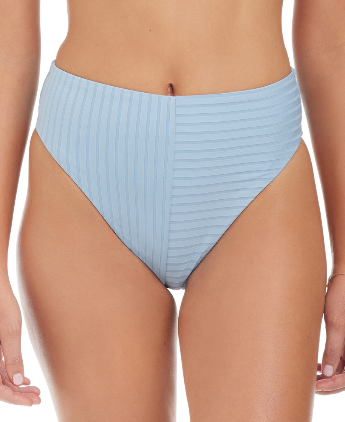 Sanctuary Women's Refresh Rib High-leg High-rise Bikini Bottoms In Blue Chateau