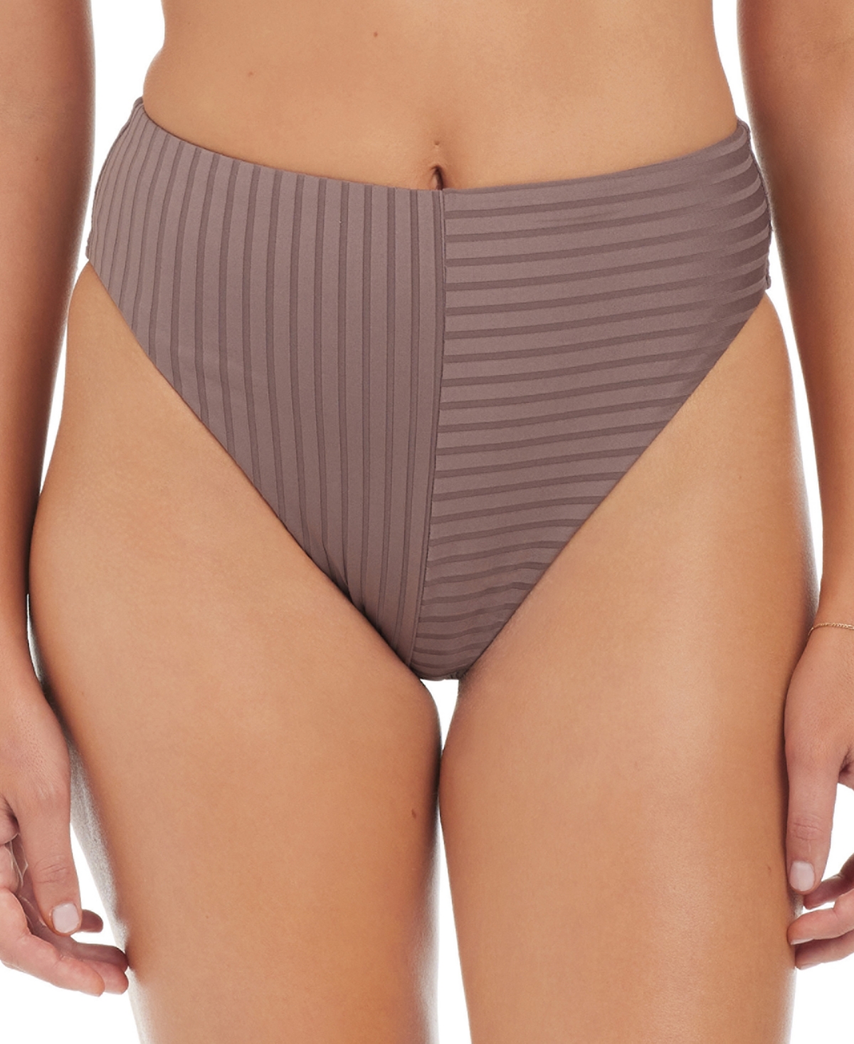 Sanctuary Women's Refresh Rib High-leg High-rise Bikini Bottoms In Iron