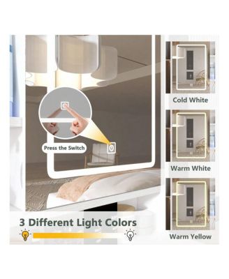 Makeup Vanity With Lights In 3 Colors And Openable Mirror, Vanity Desk With 4 Drawers, 1 Cabinets And Shelves