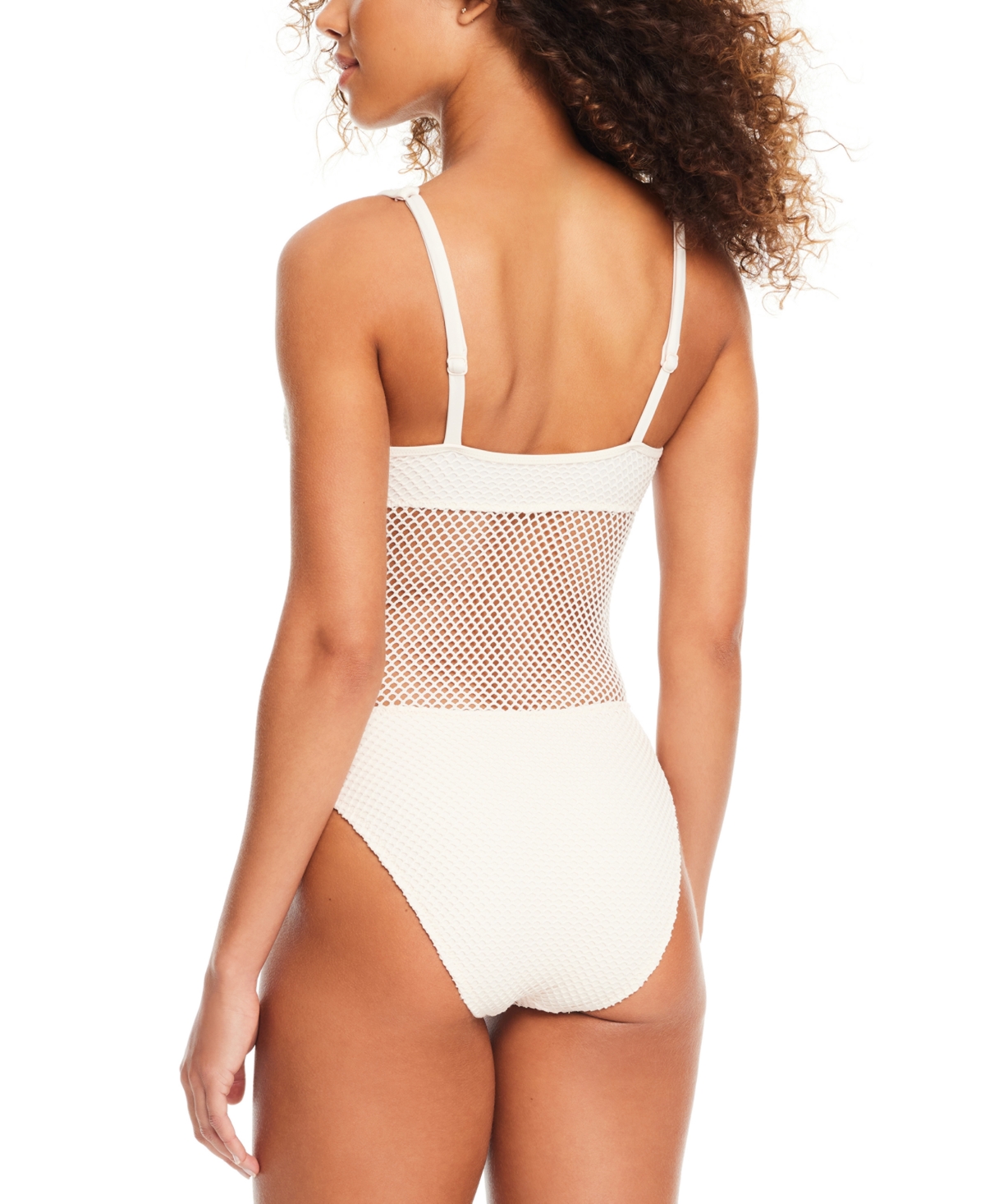Sanctuary Crochet Scoop-neck High-cut One-piece Swimsuit In White Sand