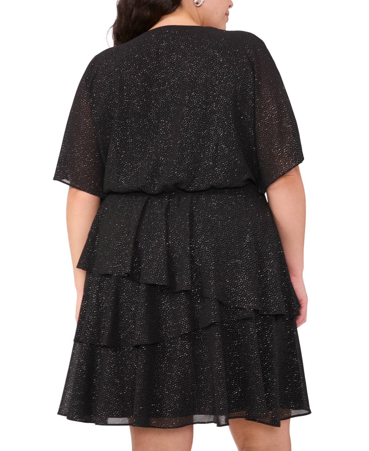 Msk Plus Size Glitter Chiffon Fit & Flare Dress