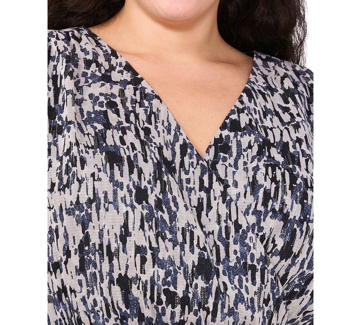 Msk Plus Size Printed Smocked-Waist Balloon-Sleeve Maxi Dress