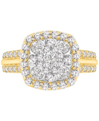Diamond Square Cluster Engagement Ring (1-1/2 ct. t.w.) in 14k Gold