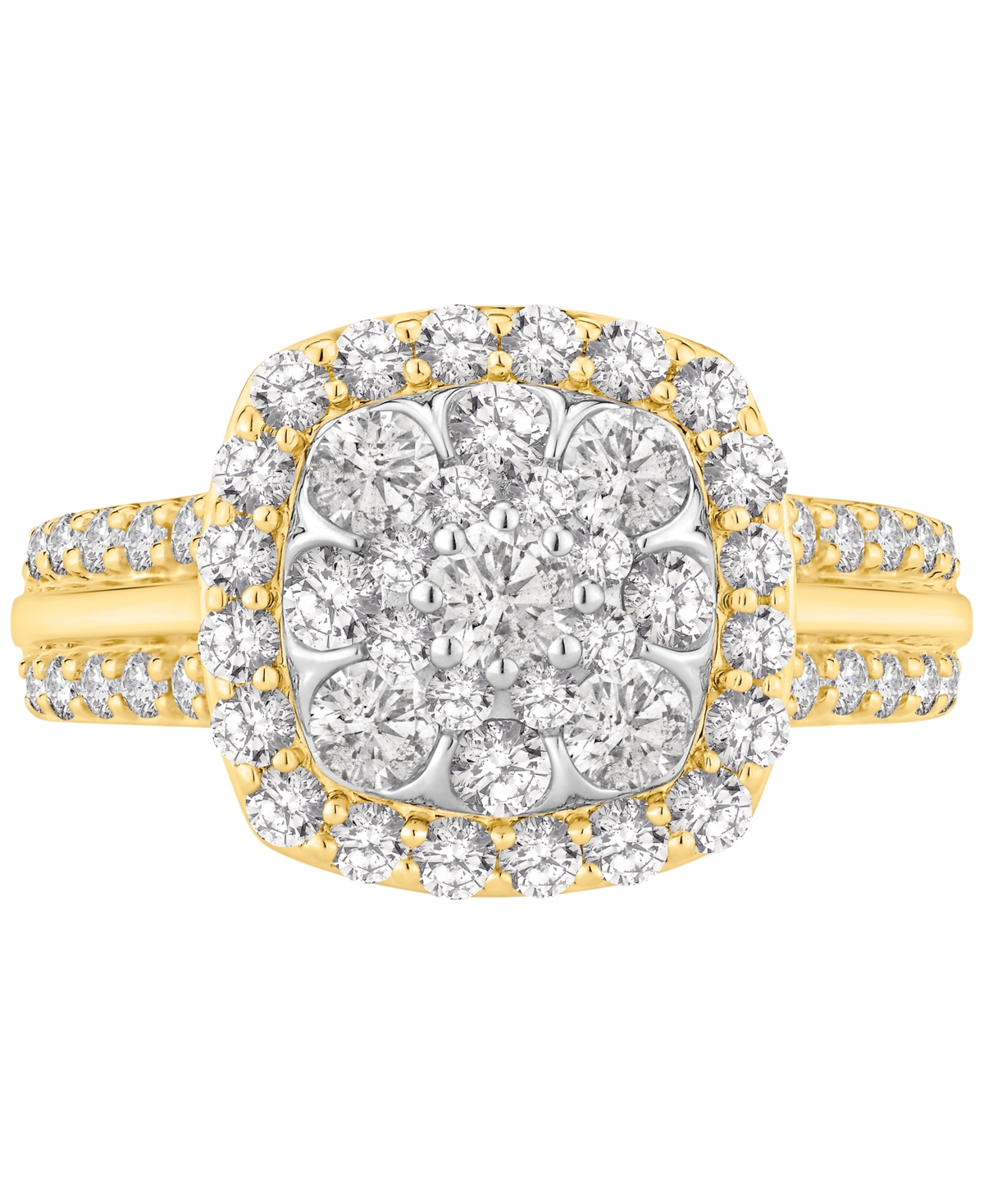 Macy's Diamond Square Cluster Engagement Ring (1-1/2 Ct. T.w.) In 14k Gold In Two-tone