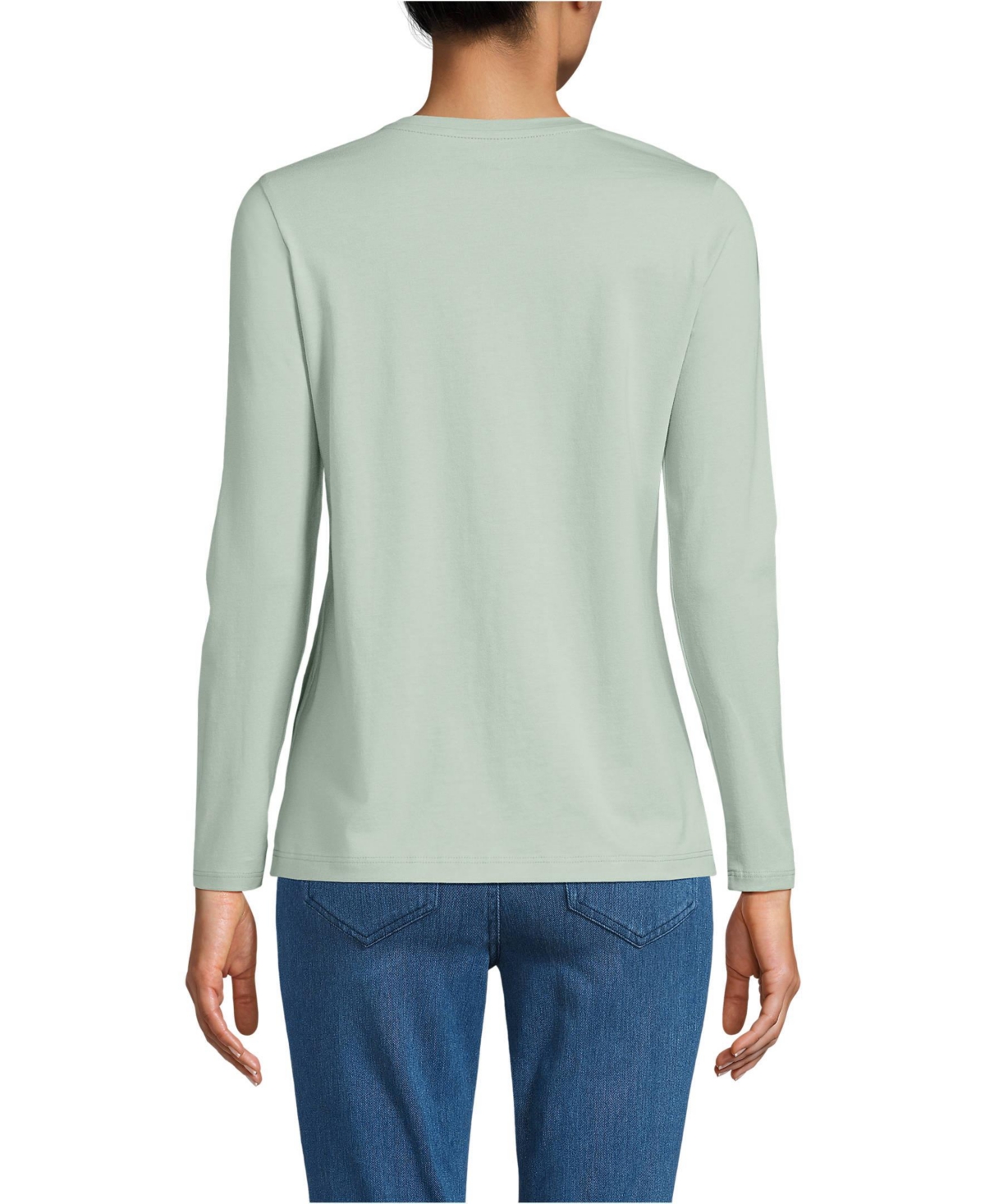 Lands' End Petite Relaxed Supima Cotton Long Sleeve Crew Neck T-Shirt