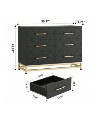 Dresser For Bedroom With 6 Drawer Double Dressers, Modern Wooden Dresser Chest, Beside Table For Closet, Nursery, Living Room