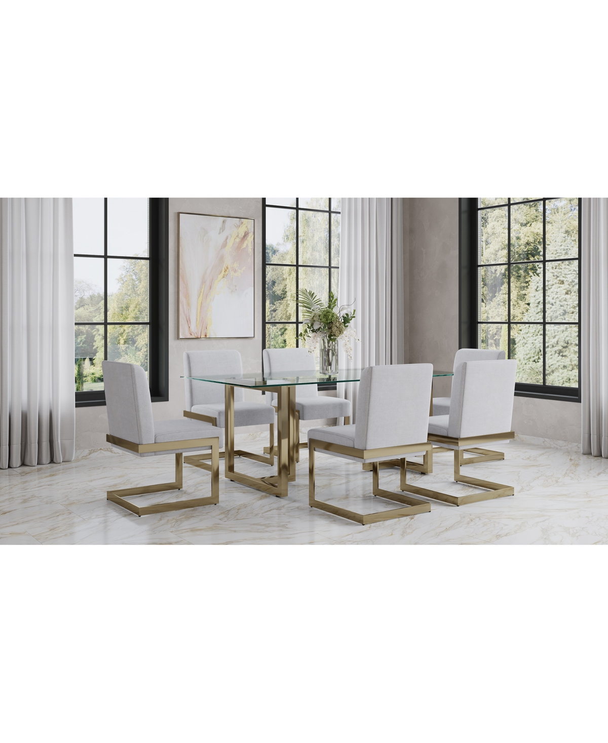 MACY'S EMILA 7 PC. DINING SET (RECTANGULAR TABLE & 6 CHAIRS), CREATED FOR MACY'S 