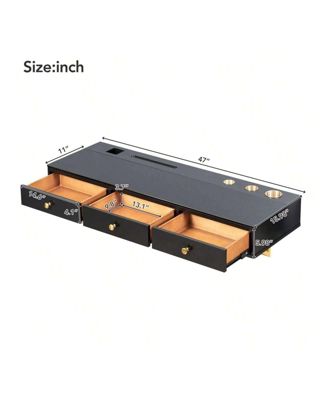 47" Floating Shelf With Drawer Multi-Purpose Wall-Mounted Vanity Table Cosmetic Mounted Desk Floating Table Make Up Desk