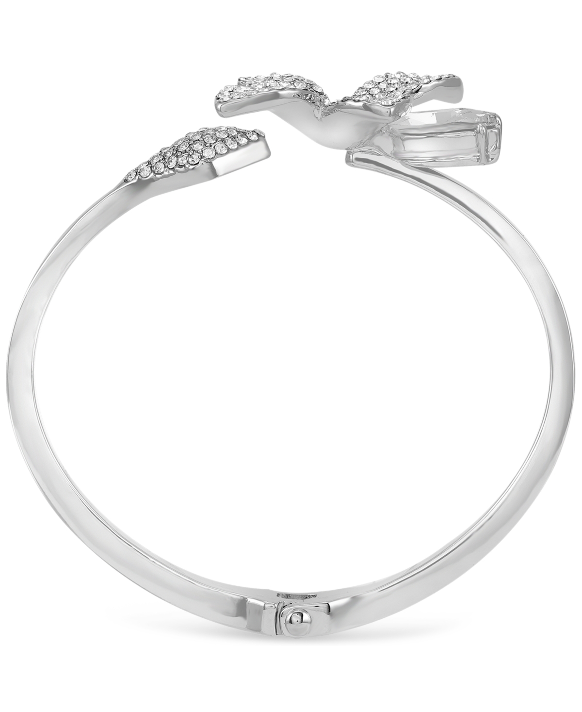 GuessTone Pave & Marquise Stone Flower Statement Bangle Bracelet - Silver