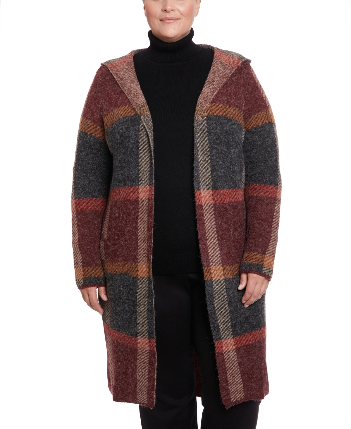 Joseph A Plus Size Hooded Coatigan Sweater