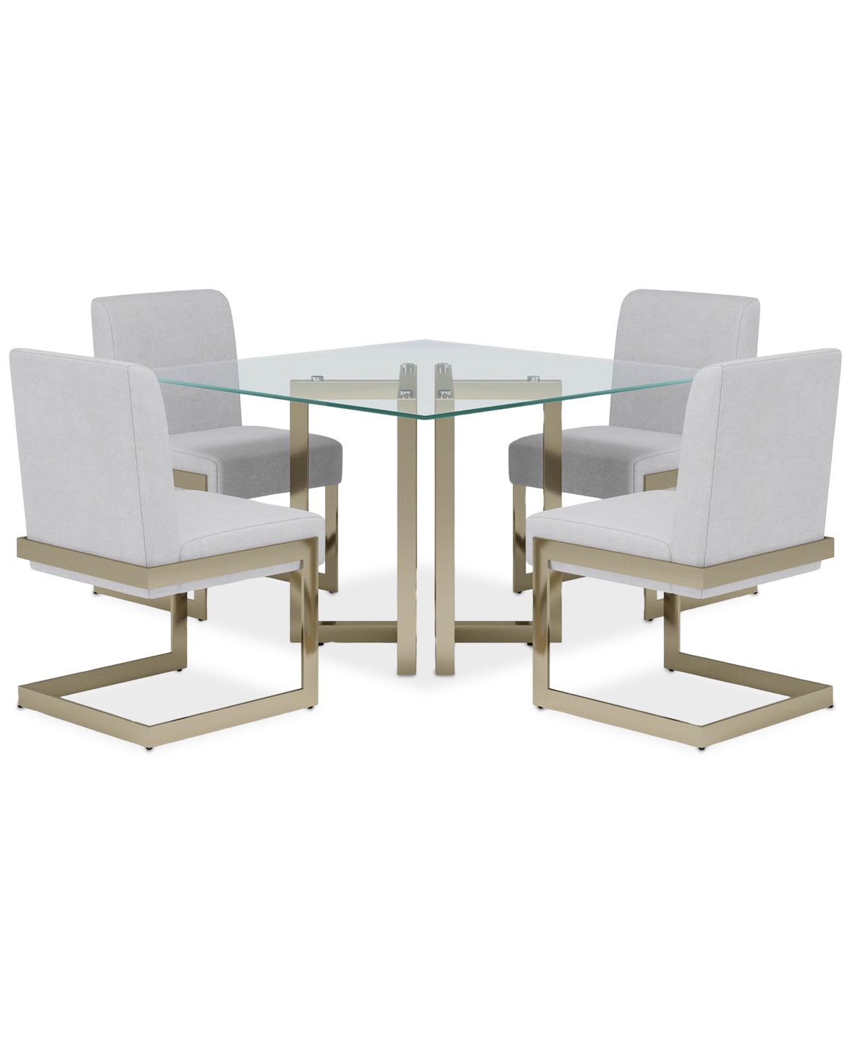 Macy's Emila 5 Pc. Dining Set (square Table & 4 Chairs), Created For  In Clear Glass With Champagne Base