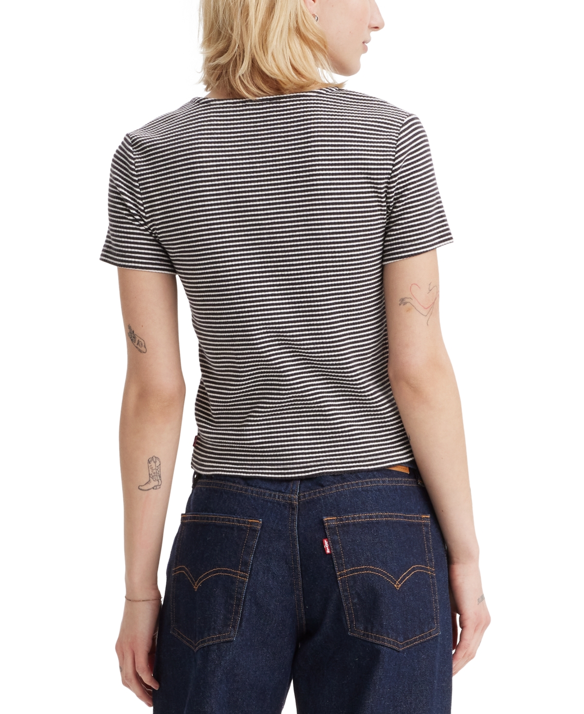Levi's Muse Tee In Black + White Stripe