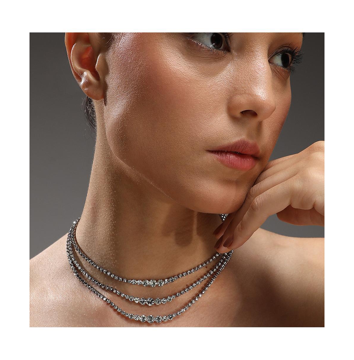 Sohi Women's Minimal Bling Multi-layer Necklace In Silver