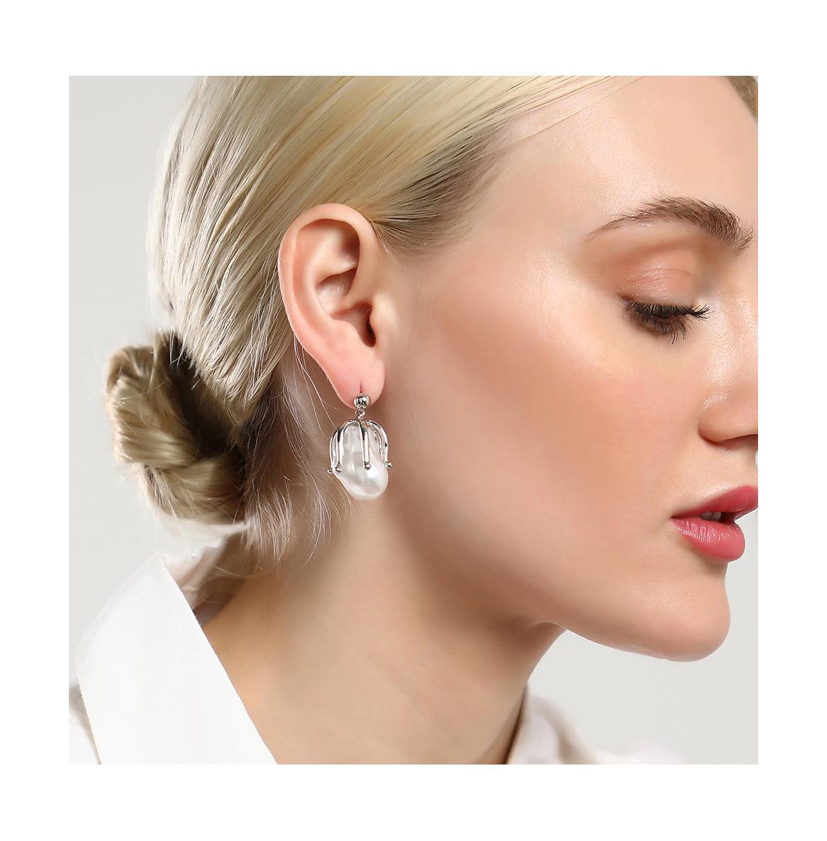 Sohi Women's The Bud Drop Earrings In Silver