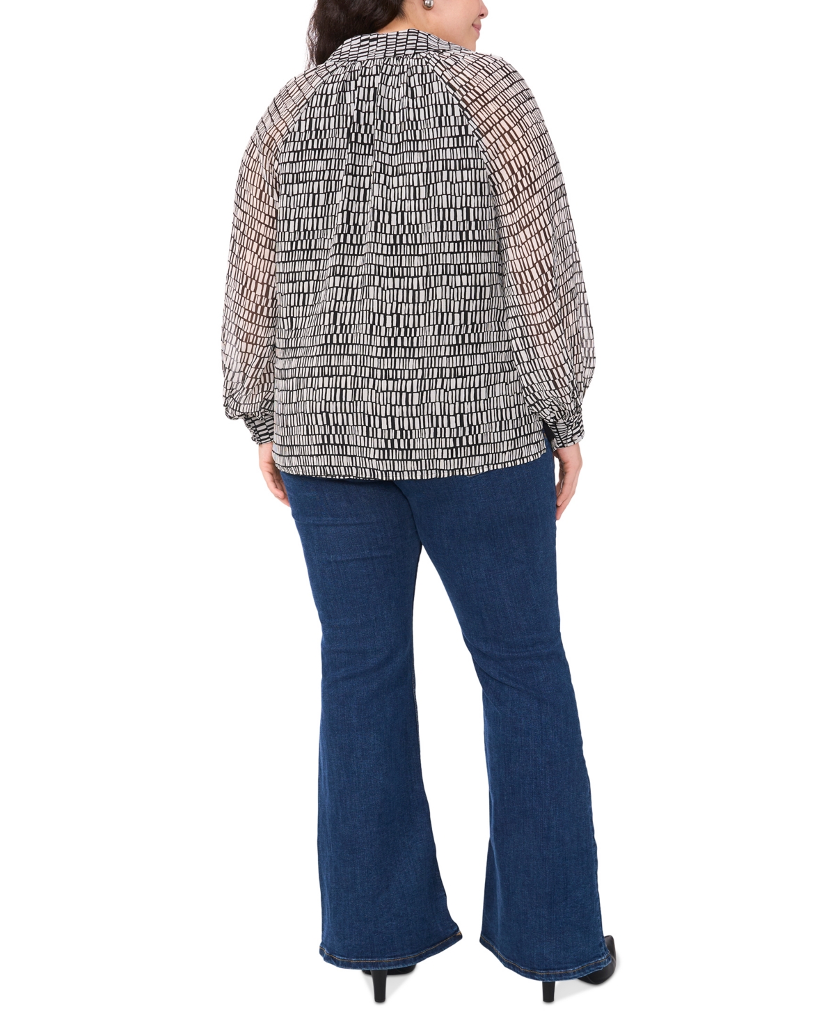 VINCE CAMUTO PLUS SIZE PRINTED COLLARED BLOUSE 