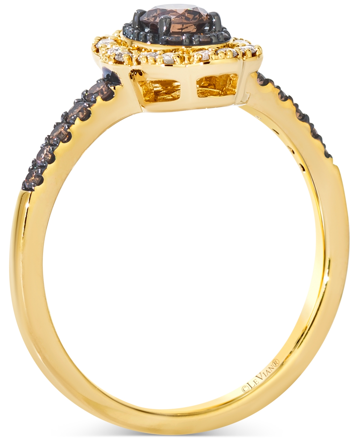 Le Vian Chocolate Diamond & Nude Diamond Halo Ring (1/2 Ct. T.w.) In 14k Gold In Yellow Gold