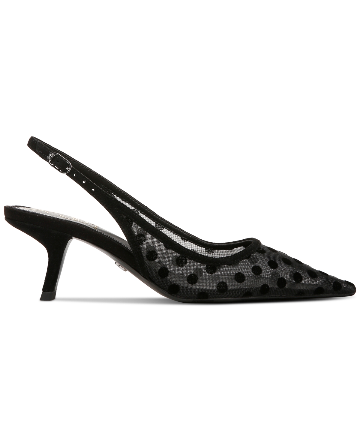 Sam Edelman Biankasling Womens Man Made Kitten Heels In Black Polka Dot Mesh
