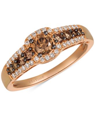 Chocolatier&reg; Chocolate Diamond & Vanilla Diamond Halo Multirow Ring (5/8 ct. t.w.) in 14k Rose Gold
