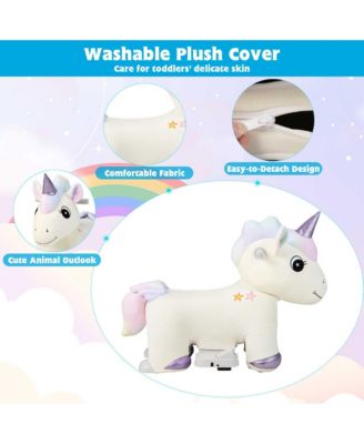 6V Electric Animal Ride On Toy Unicorn Kids Plush Ride-on w/ Music & Handlebars
