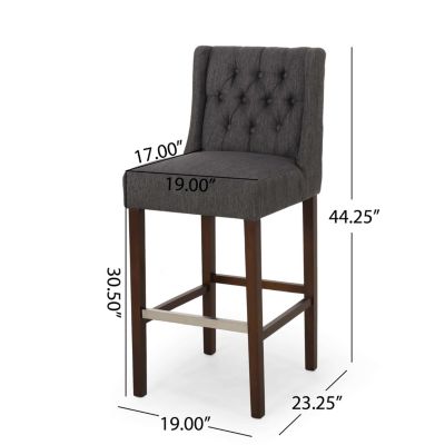 Set of 2 Bar Stools 30.5" Seat Height Backrest Wood Frame Ideal for Kitchen Island or Home Bar