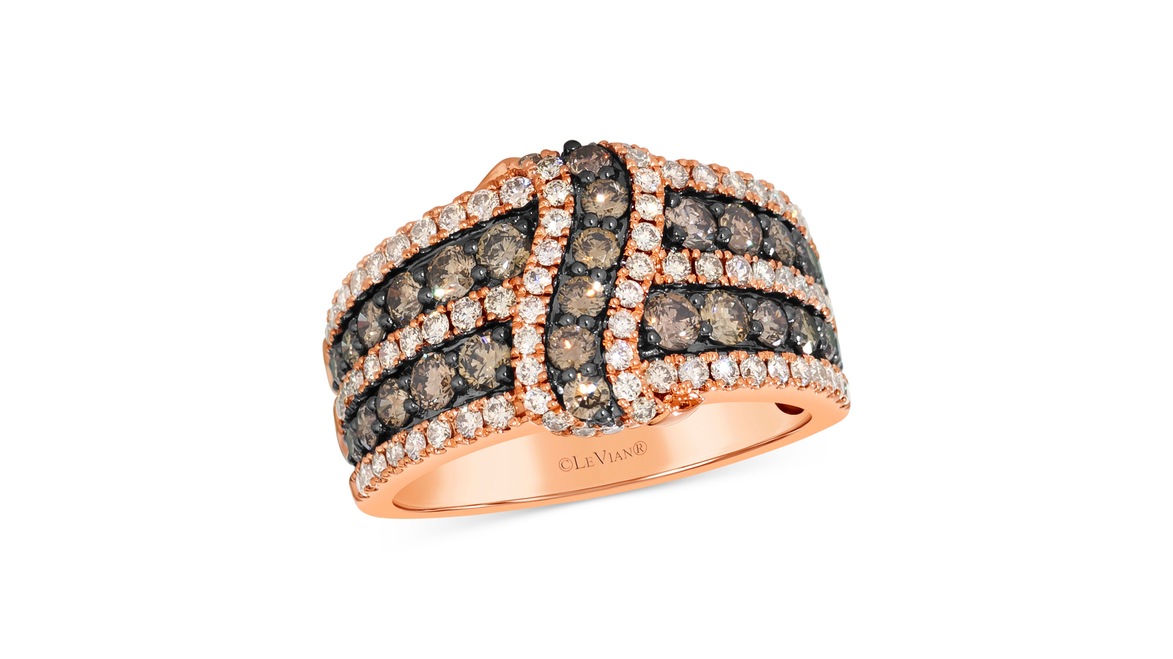Le Vian Chocolate Diamond & Nude Diamond Multirow Crossover Statement Ring (1-5/8 ct. t.w.) in 14k Rose Gold