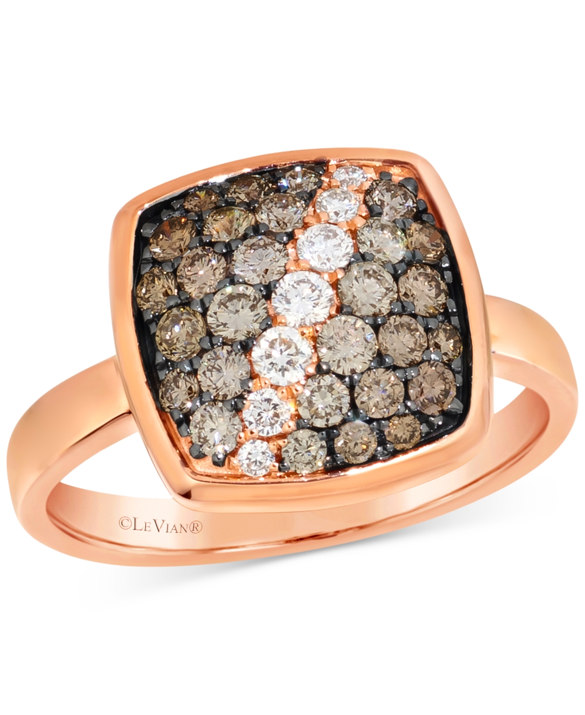 Le Vian Chocolate Ombre Diamond & Vanilla Diamond Pave Cluster Ring (3/4 Ct. T.w.) In 14k Rose Gold In Rose Gold