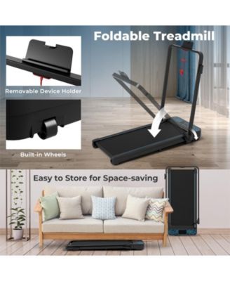 2-in-1 Folding Treadmill with 300 LBS Capacity, Remote Control, and Shock Absorption