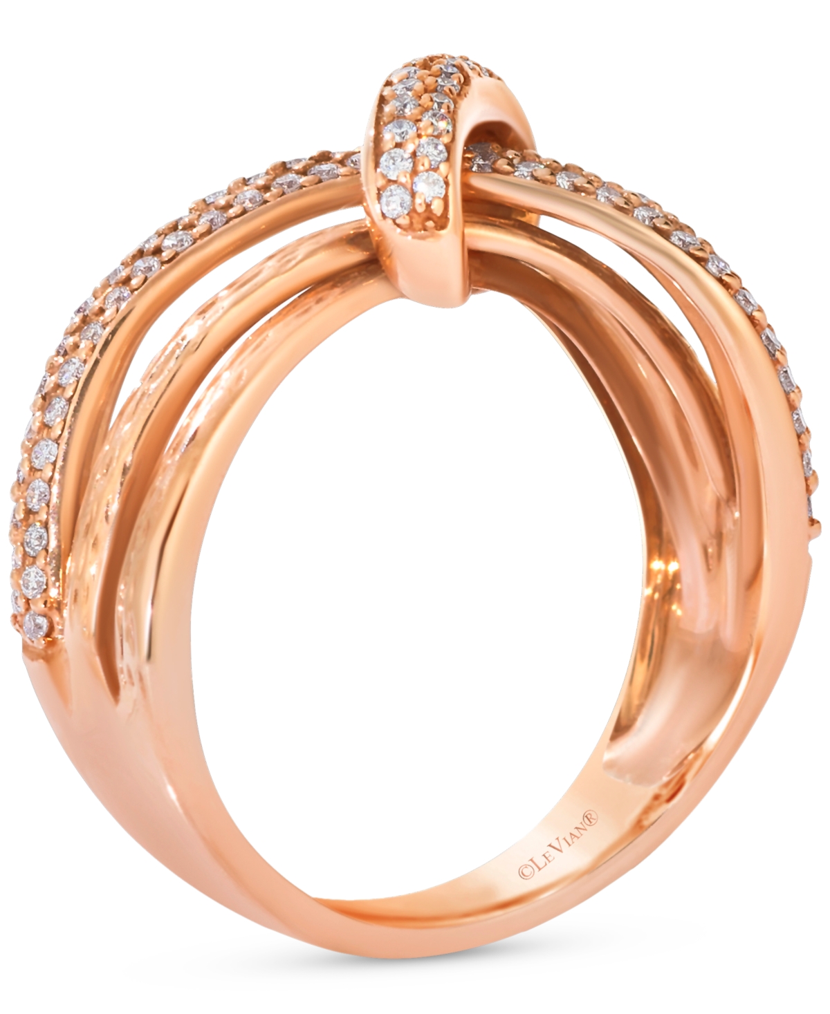 Le Vian Vanilla Diamond Textured Knot Crossover Ring (3/8 ct. t.w.) in 14k- Rose Gold