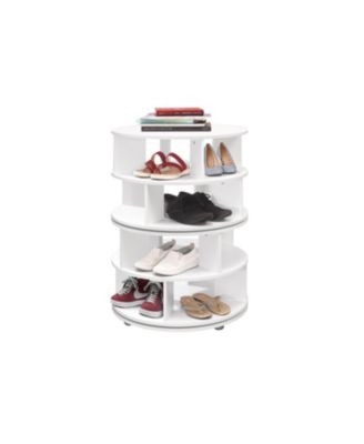 4-Tier Rotating Lazy Susan Shoe Rack, 360° Revolving Shoe Storage Organizer for Closet Entryway Bedroom Hallway
