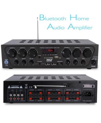 6-Channel Wireless Bluetooth Home Audio Amplifier with FM Radio, MP3/USB/SD Playback - 750W Max, PTA62BT