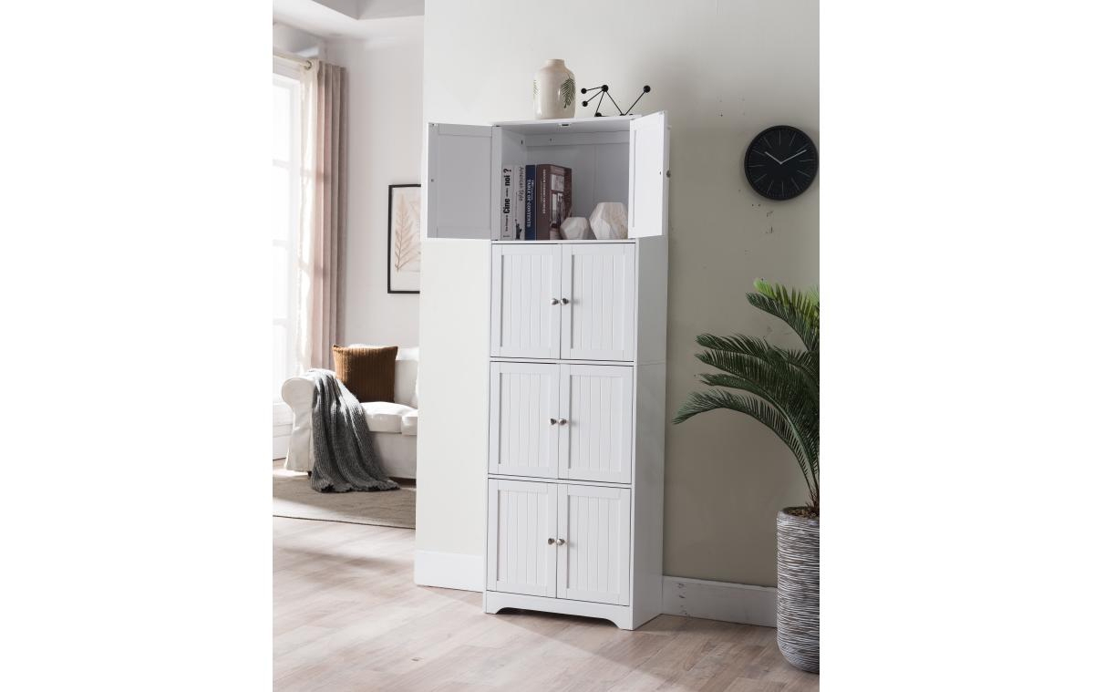 Kings Brand Furniture Lyons 4-Tier Kitchen Pantry Storage Cabinet with 8 Doors