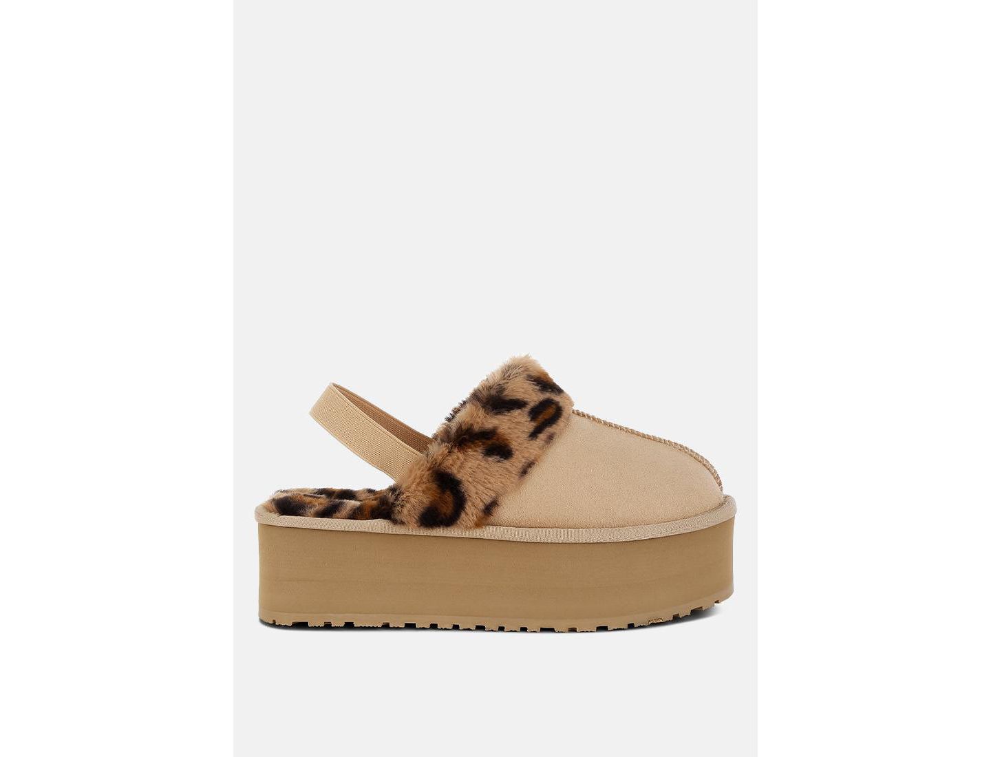 Женские сабо London Rag Kutchu Faux Fur Trim Platform Classic Slingback, цвет: Бежевый — фото 1