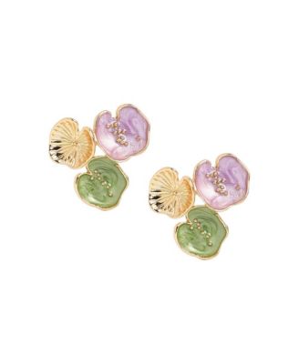 Sohi Womens The Small Lilypad Stud Earrings - Purple 75$
