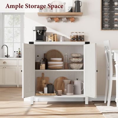 Farmhouse Buffet Cabinet with Doors, Shelves, and Accent Storage Console for Entryway, Kitchen, or Living Room