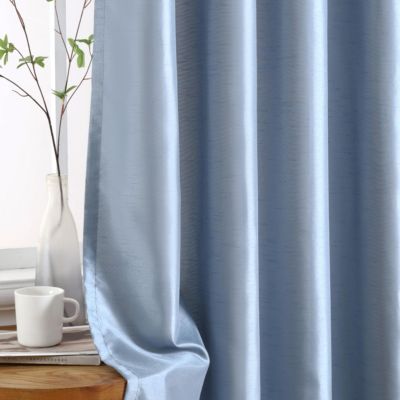 Jefferson Faux Silk Semi Sheer Light Filtering Microfiber Lined Grommet Lightweight Window Curtain Panels, Set of 2