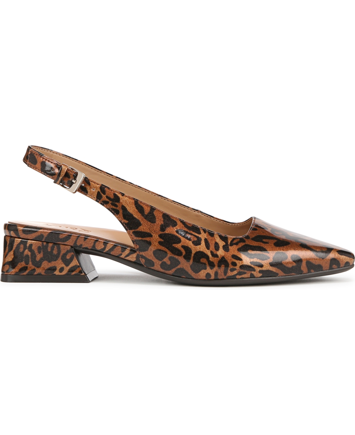 Naturalizer Ginger Snip Toe Dress Slingbacks In Leopard Print Faux Patent