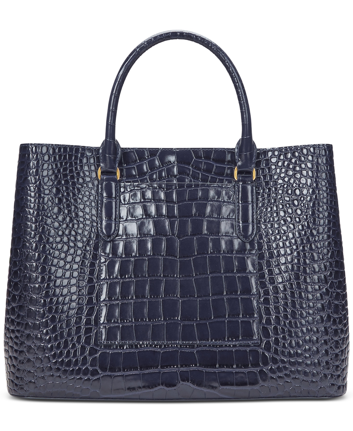 Ralph Lauren Marcy Large Embossed Leather Satchel Bag In Refined Navy