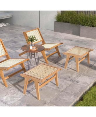 Mid Century Modern Accent Chair with Ottoman Teak Wooden Frame Farmhouse