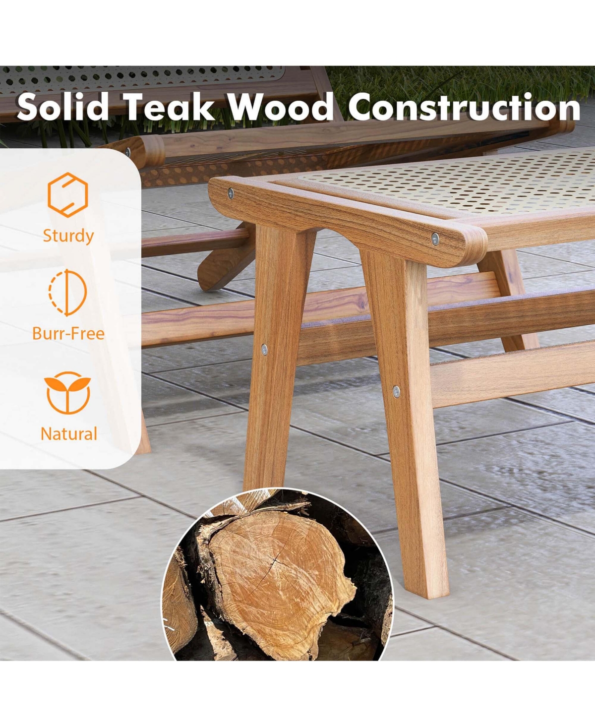 Costway Mid Century Modern Accent Chair with Ottoman Teak Wooden Frame Farmhouse