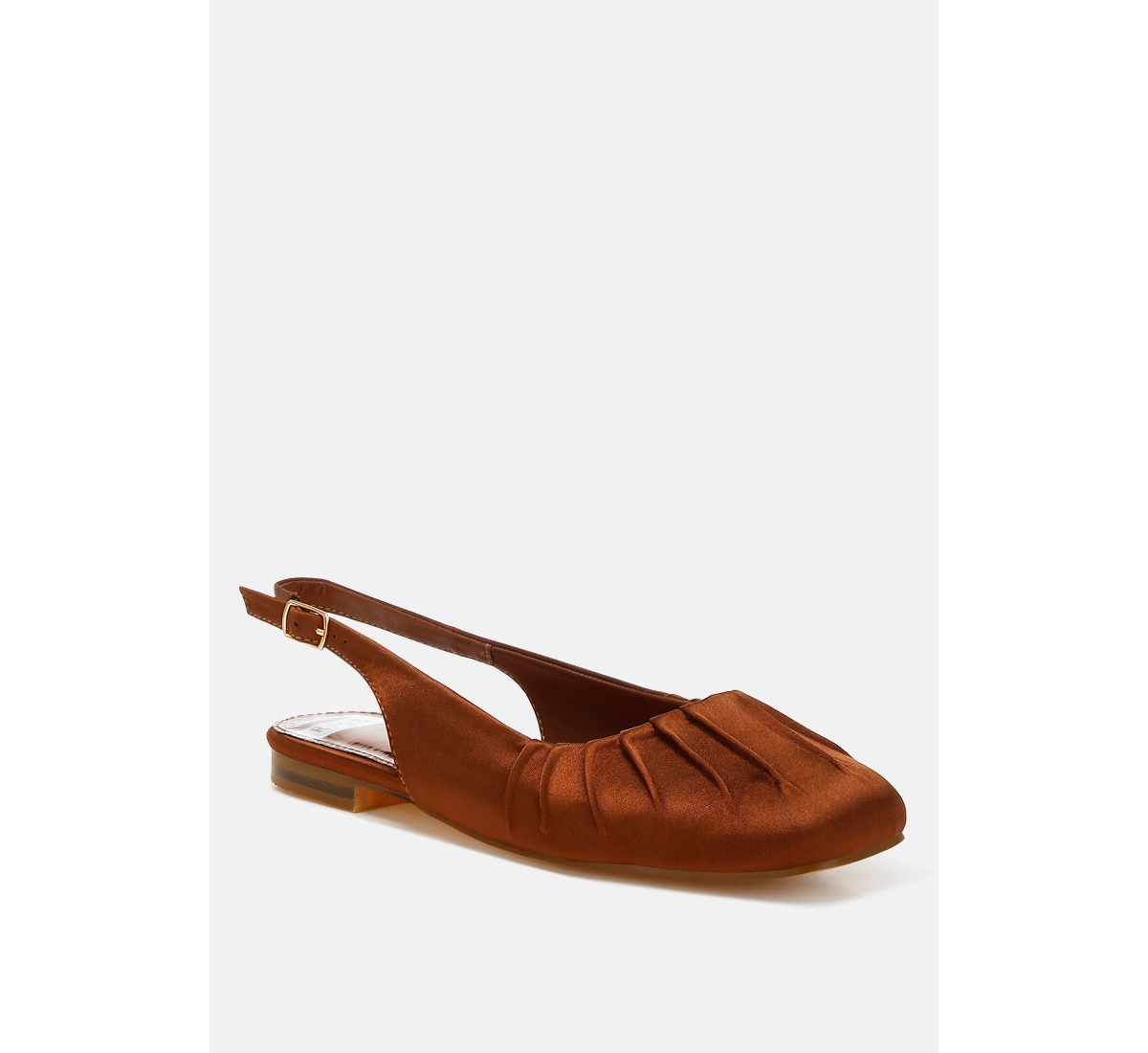 Rag & Co Cheeni Satin Square Toe Flat Slingbacks