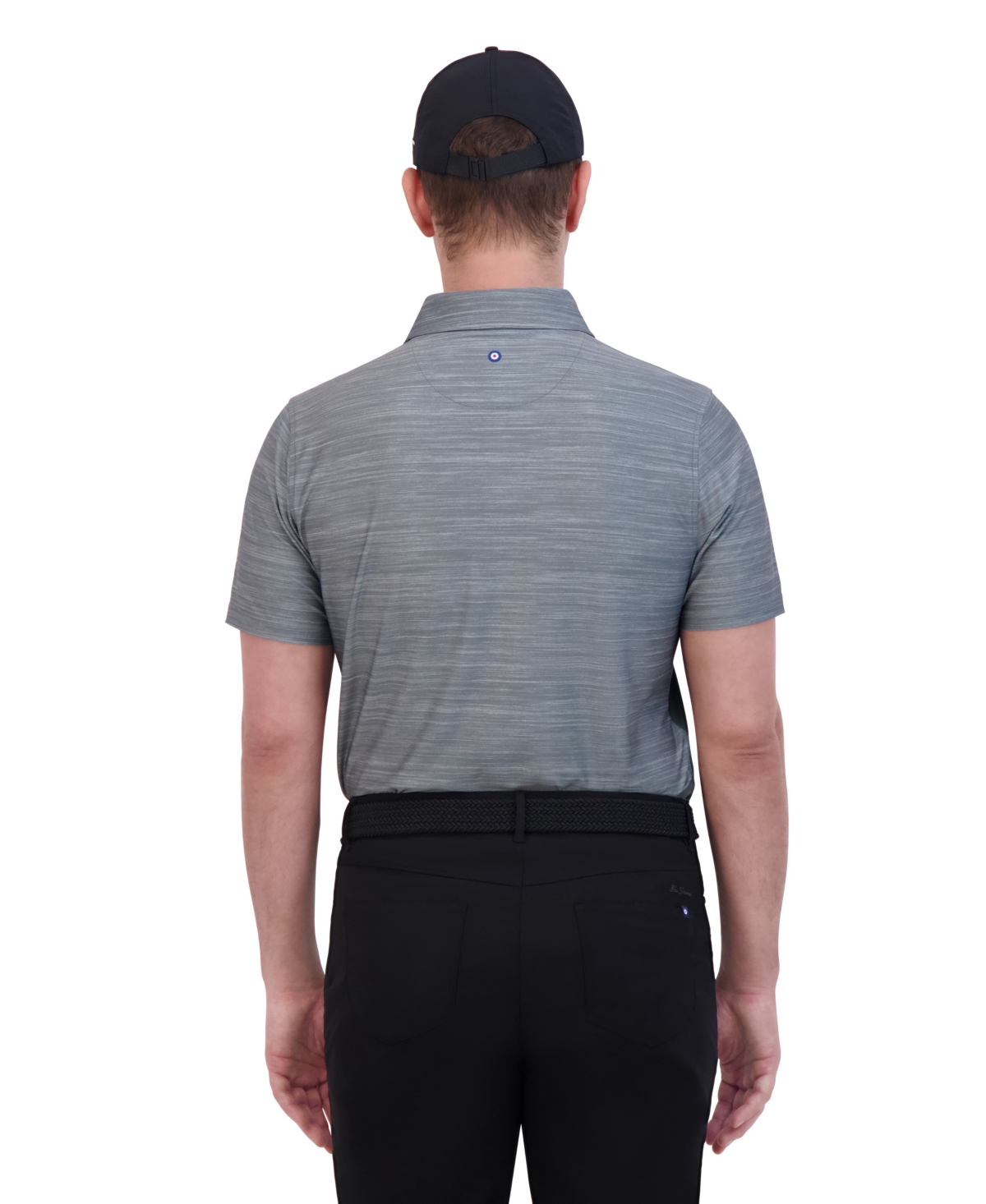Ben Sherman Men's Color Block Melange Tech Jersey Sports Fit Polo Shirt In Charcoal