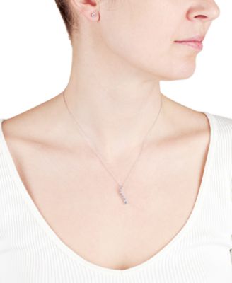 2-Pc Set Cubic Zirconia Journey Pendant Necklace & Solitaire Stud Earrings in Sterling Silver (Also availabe in 14k Gold over Sterling Silver)